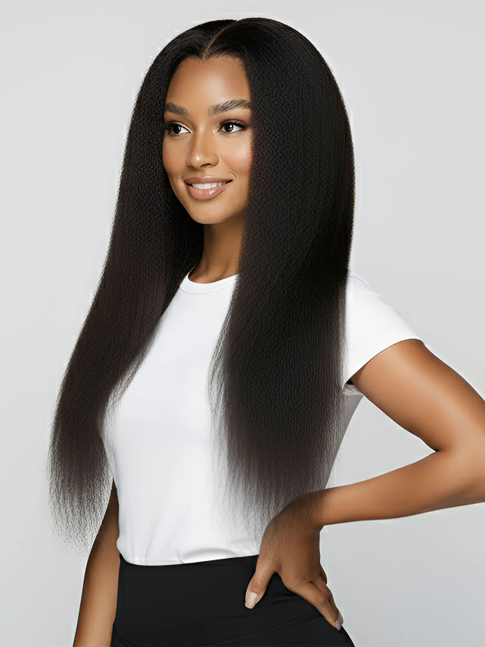 Perruque KinkyCurlyYaki avec Closure, 22, Cheveux Raides et Souples, Relaxed Straight - 1024 pixels-1536 pixels
